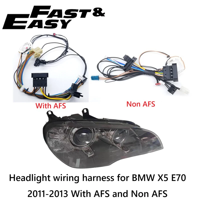 Headlight wiring harness suitable for BMW X5 E70 2011-2013 internal wire harness plug assembly with AFS and Non AFS