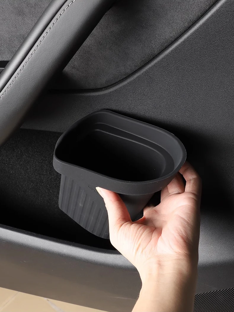 HEENVN Für Tesla Model Y 2025 Autotür-Mülleimer Silikon-Türaufbewahrungsbox Wasserdichter Abfalleimer 2024 Model 3 Auto-Zubehör – Detail 11