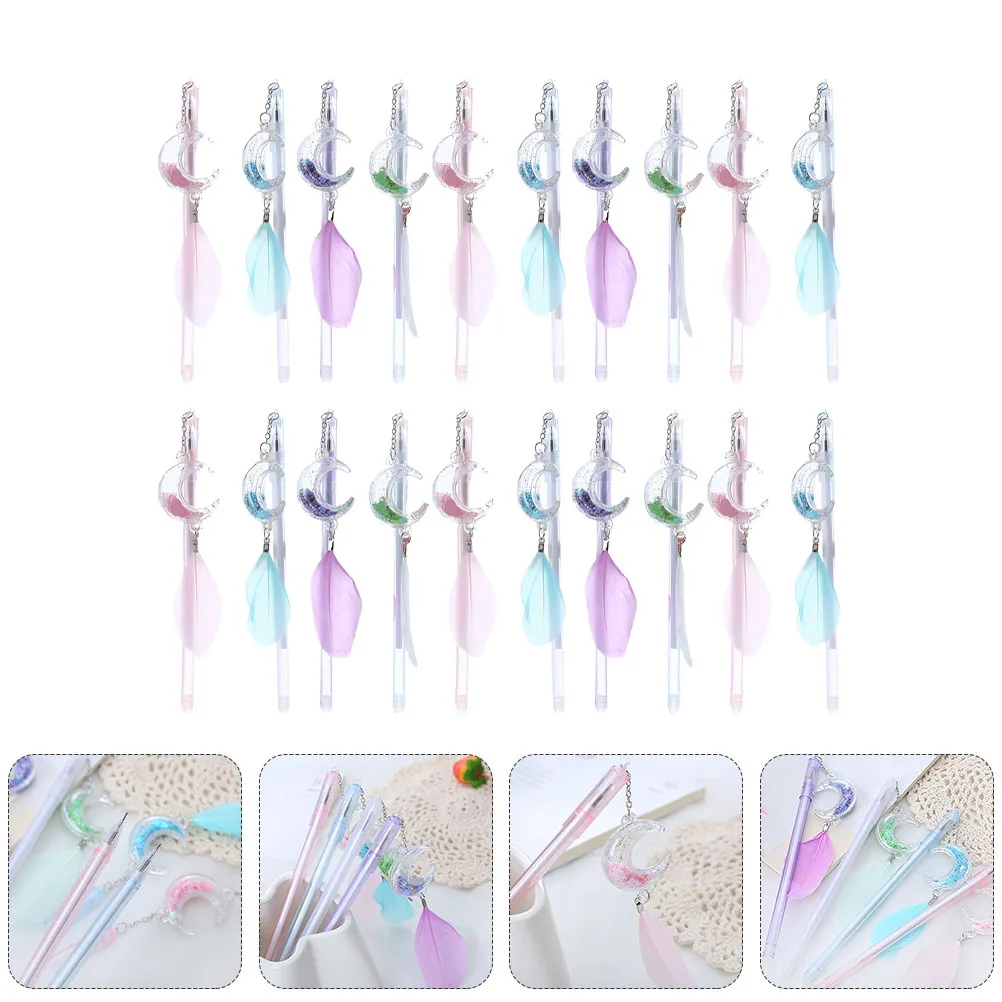 

20 шт., подвесные гелевые ручки с подвеской, романтический кулон, стильные гладкие ручки для школьных офисов, студентов, канцелярские принадлежности