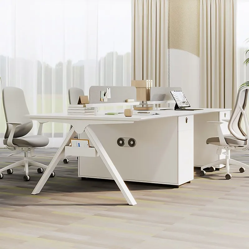 

Modern Luxury Wooden Office Furniture Modular Free Combination 4 Seats Staff Table Cubicle Workstation Light Office Partition