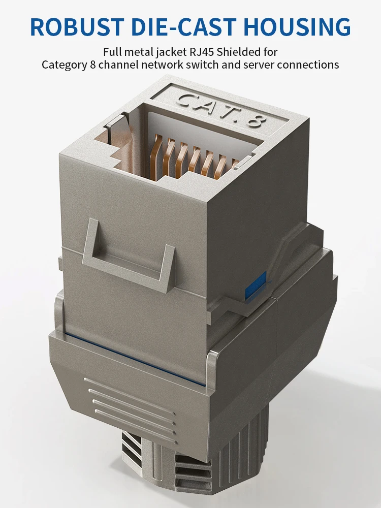 Kép 6: RJ45 CAT8 CAT7 CAT6A Alapkő jacket háló shielded tool-free Kapcsolás 180 Fok típusa Cink Keverés Modul Adapter Kapcsolás