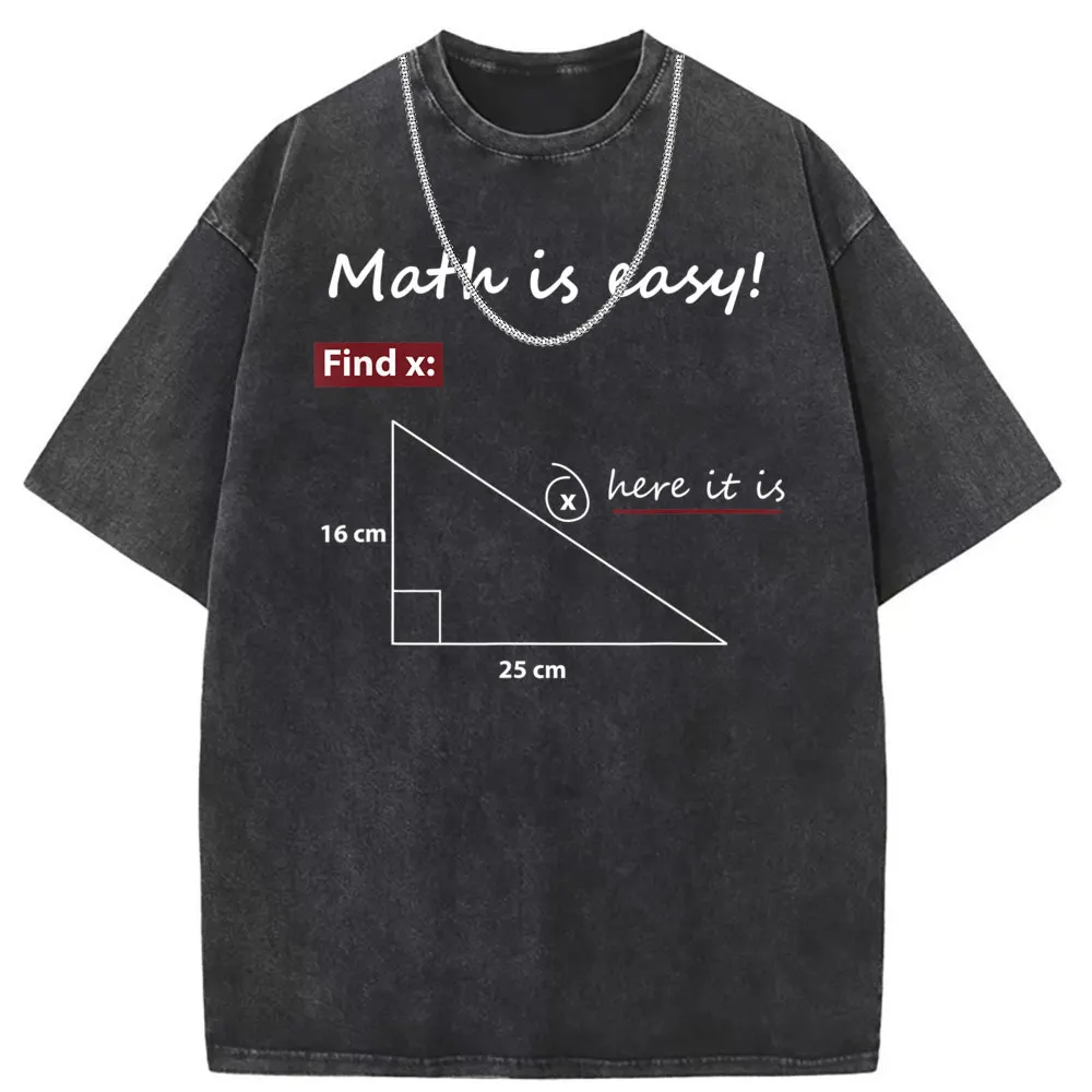 Math Is Easy FindX Man Funny T-shirts Retro Washed Sweatshirts Unisex Summer/Autumn Long Sleeve Tee Shirts Men Streetwear Tshirt