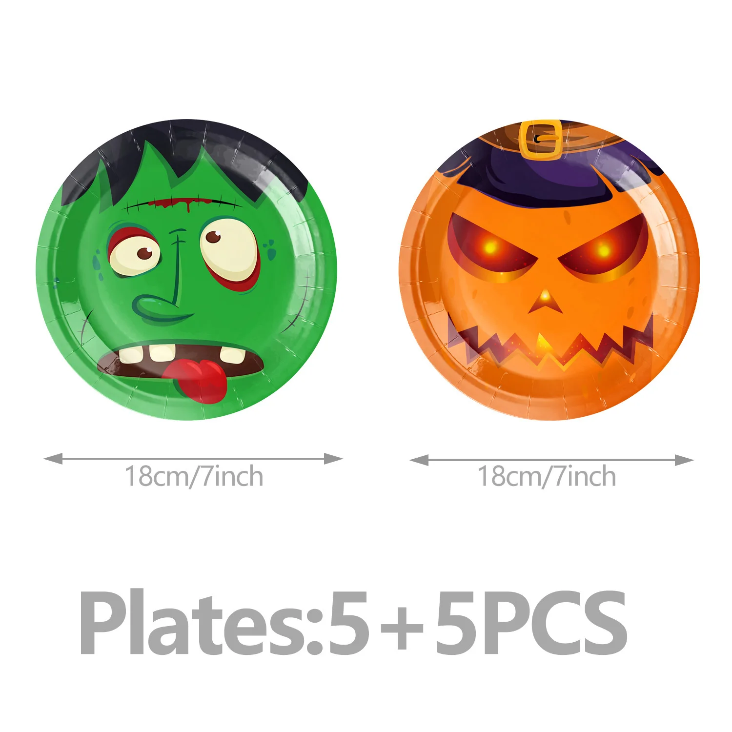 Halloween Pappteller Kürbis Zombie Geist Monster Fledermaus Einwegteller Tassen Halloween Abendessen Geschirr Dekoration Lieferungen – Detail 5