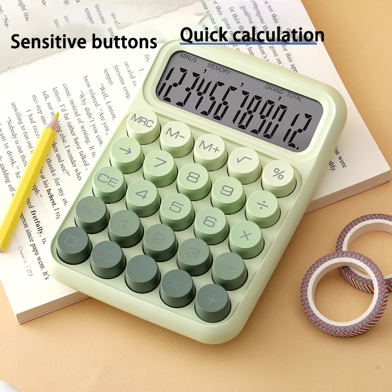 Korea Kawaii Calculator Cartoon Candy Colour Silent Mechanical Keyboard Desktop Financial and Accounting Learning Calculator