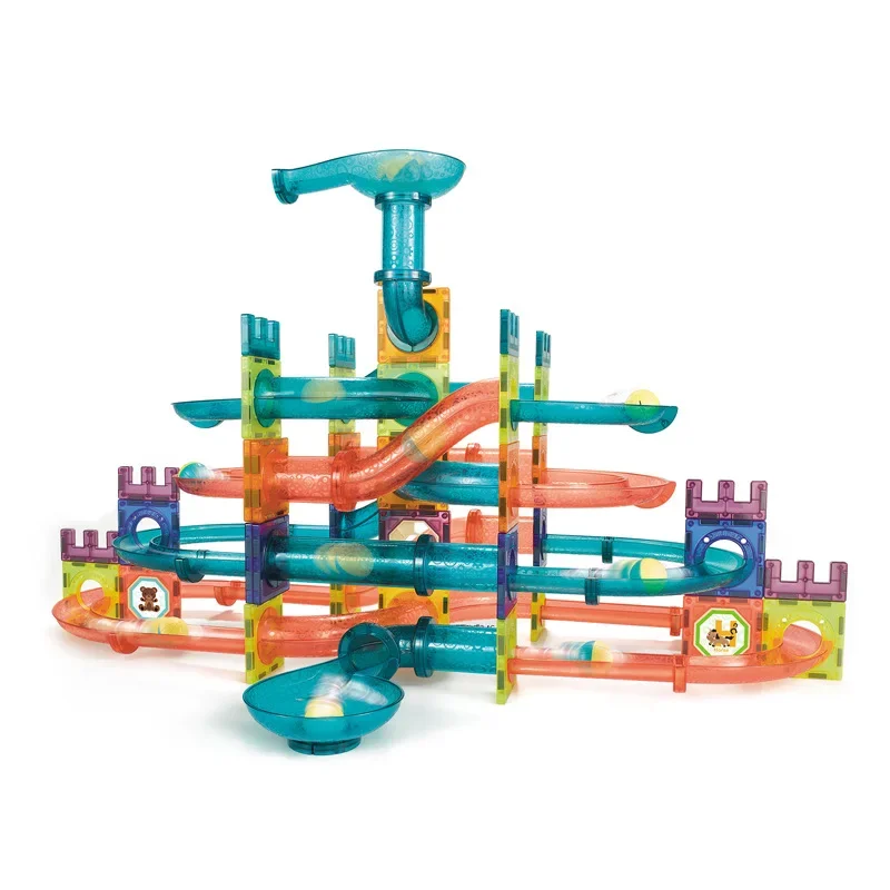 Ensemble de rails magnétiques polyvalents pour blocs de construction, jouets éducatifs pour enfants, assemblage de bricolage, 158 pièces