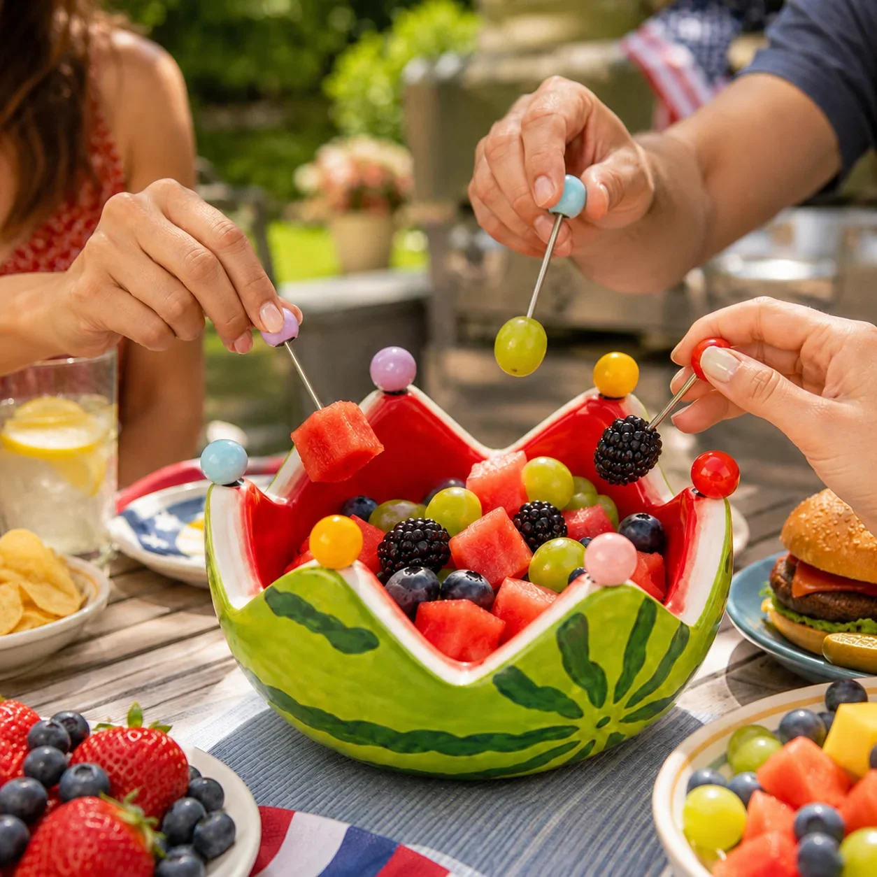 Creative Ceramic Fruit Bowls Dessert Salad Bowl Large Capacity Cute Watermelon Shape Fruit Plate With Forks Tableware