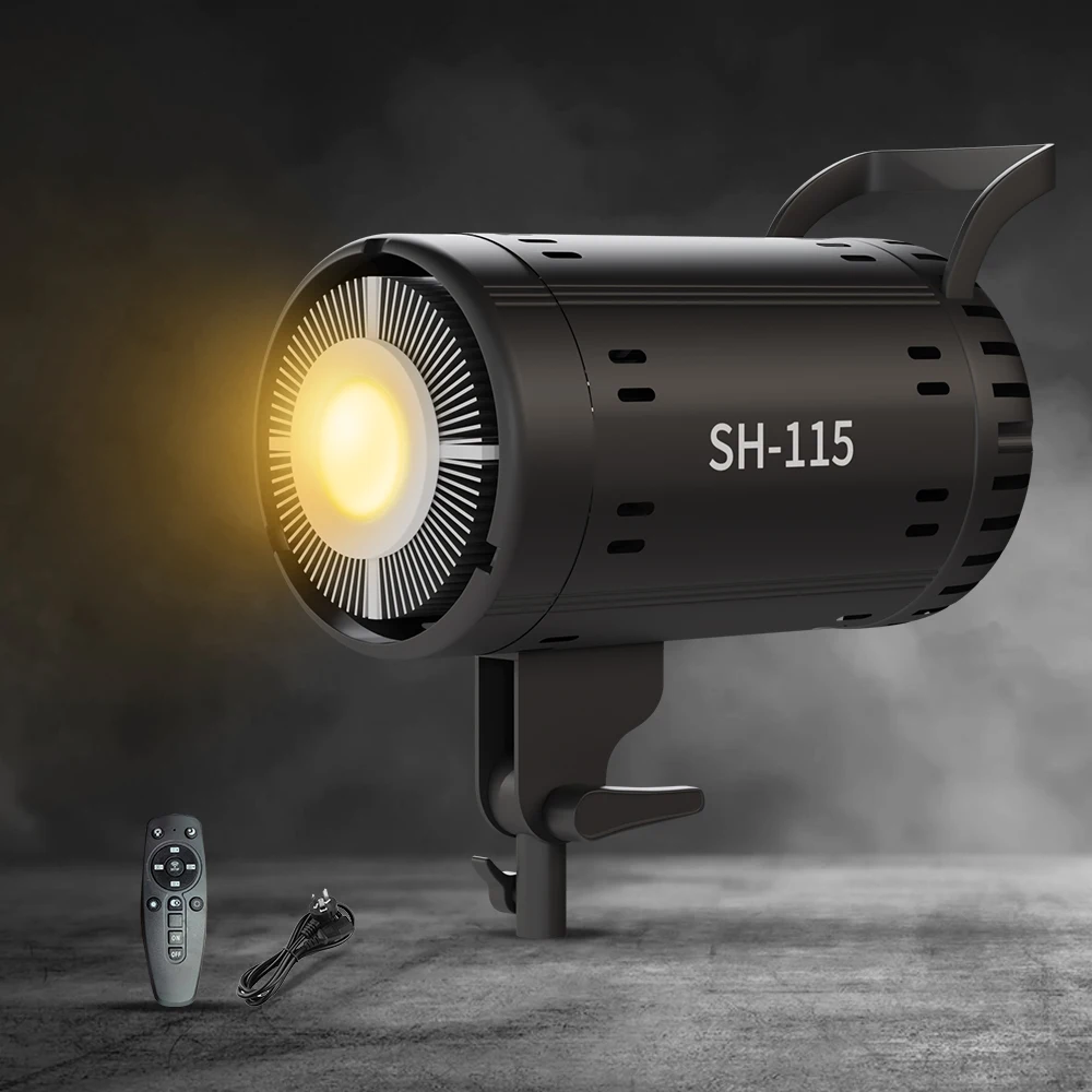 115W COB лампа для фото с регулируемой яркостью 3200-5600K для студийной видеосъемки портретов прямой трансляции непрерывного освещения