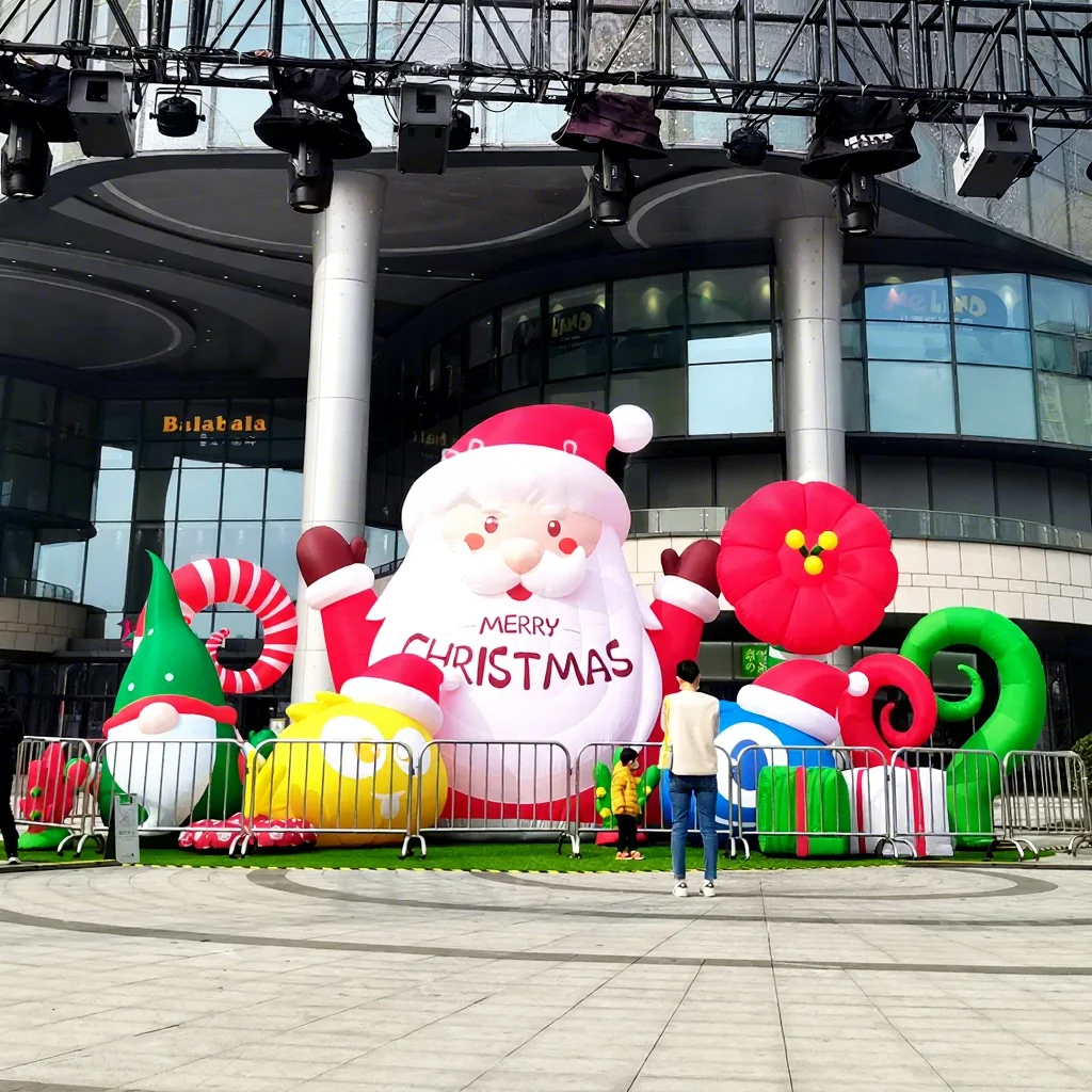 Holiday Giant Inflatable Christmas Santa Claus for Decoration Self-design Inflatable Father Christmas with Flowers