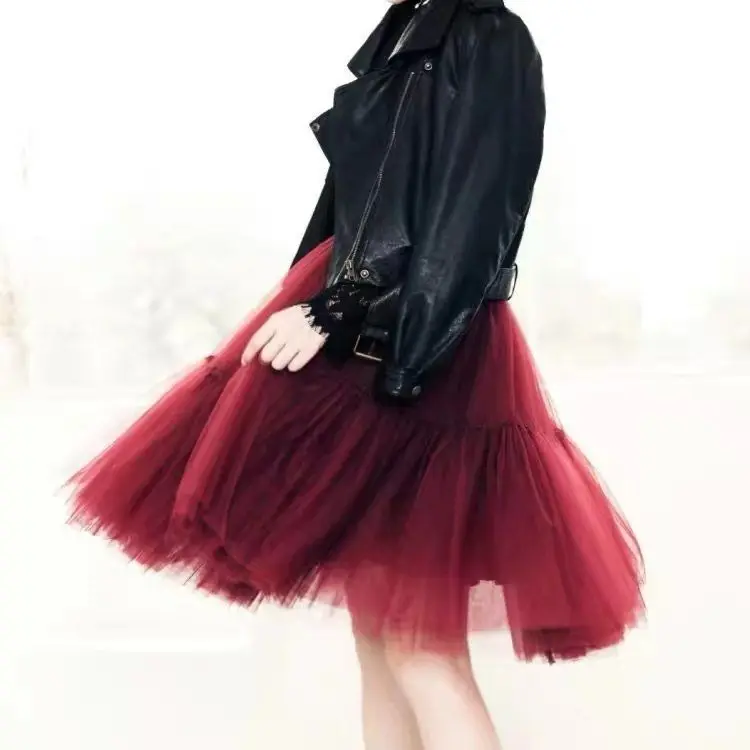 Wedbleser Korean 2025 New High Waist Half Skirt Puff Skirt A-line Spring Summer Yarn Fold Short Black Fairy Skirts