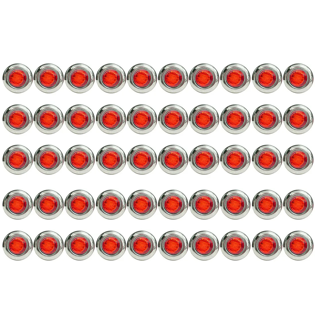 50PCS 3/4 Inch 3 LED Mini Round Trailer Side Marker Indicator Lights Universal for Trucks Boat Pickup Caravan RV Red