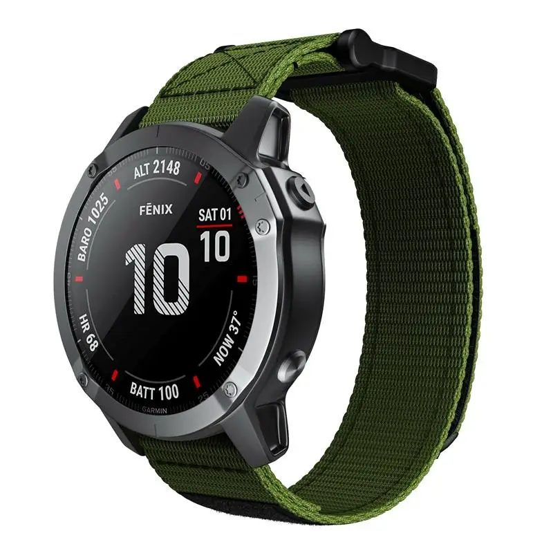 

Compatible with Garmin Fenix 3/3HR/7X/6X/5X/D2 Charlie/Descent MK1/MK2i/Enduro 26 replacement strap, nylon strap