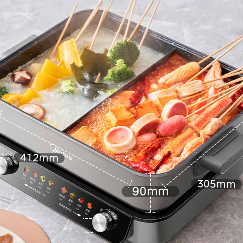 New Electric Hot Pot Fast Boiling Home Split Type Two-flavor Chafing Dish Multi-pot 8L Large Capacity мультиварку скороварку