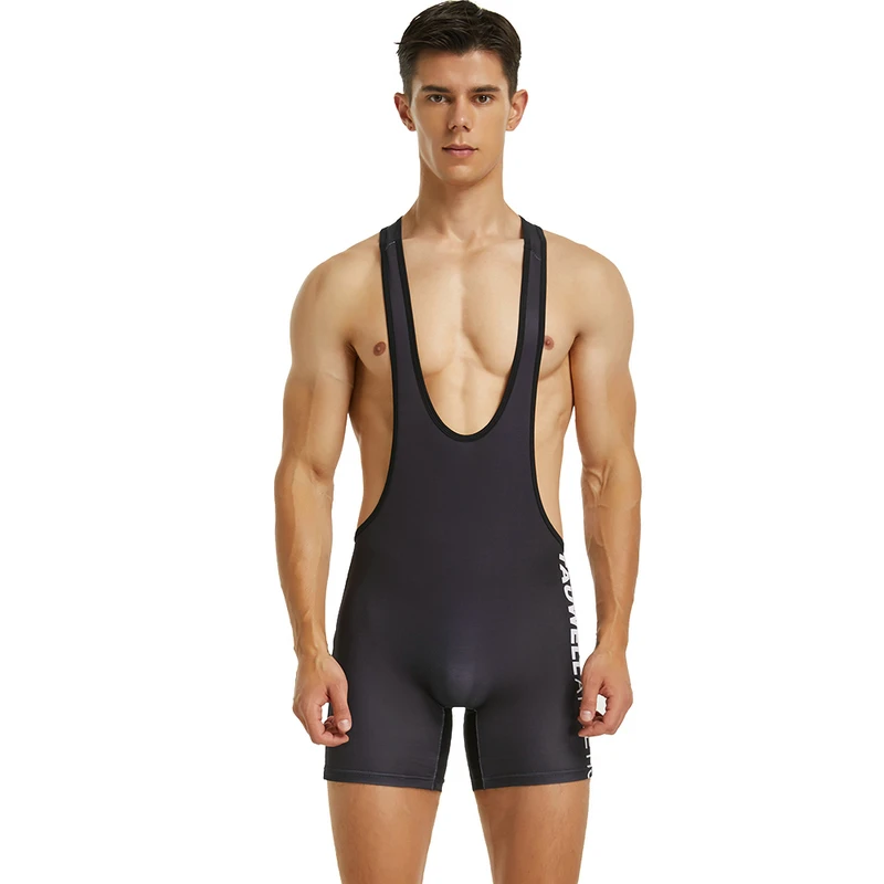 Men's one-piece shapewear, solid color one-piece vest, high elasticity weightlifting suit, tight fitting sports and fitness