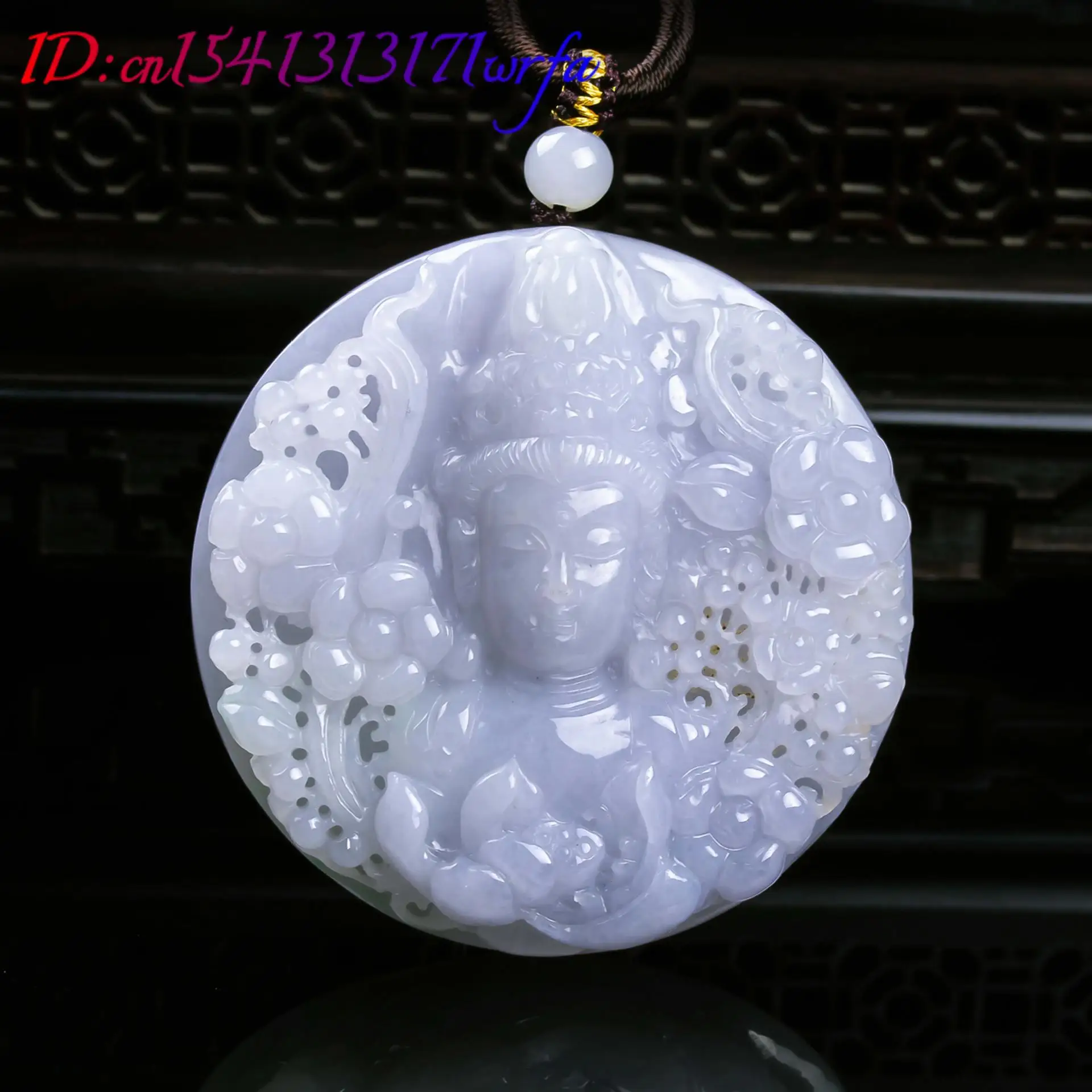 

Natural Burmese Jadeite Guanyin Pendant Necklace Accessories Luxury Real Jade Carved Amulet Talismans Designer Gifts for Women