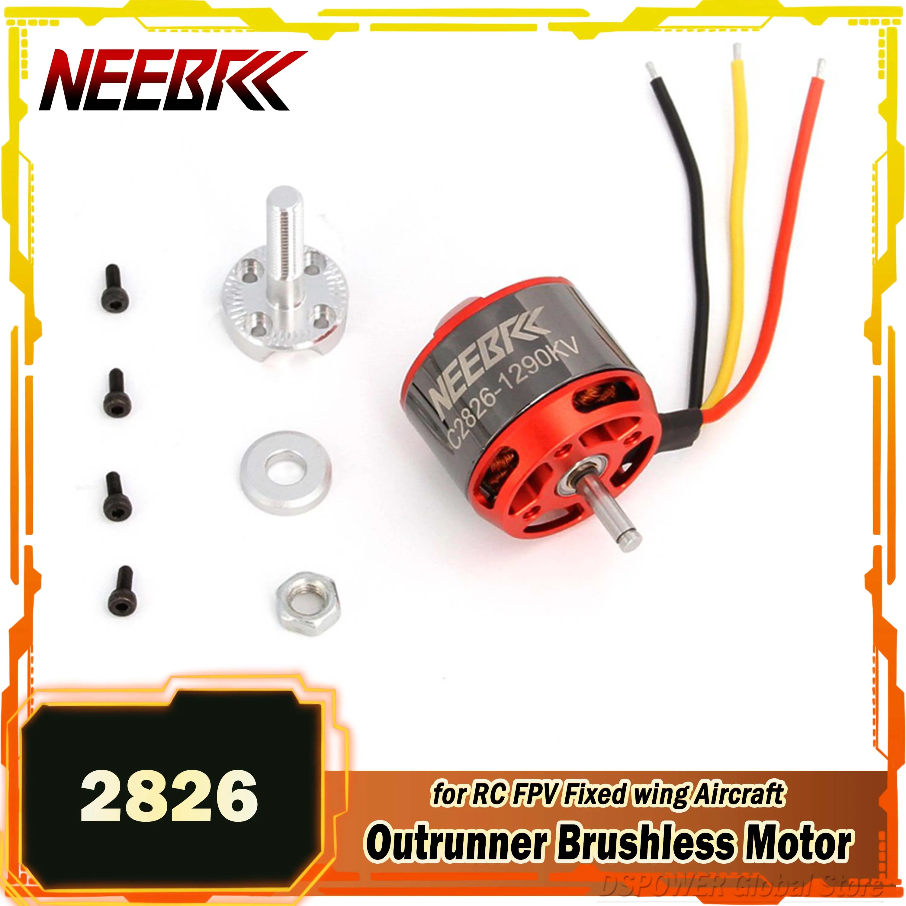 

NEEBRC 2826 1290KV Outrunner Brushless Motor 5mm 2-4S for RC FPV Fixwing Plane Aircraft 1290 Propeller ESC Speed Controller Part