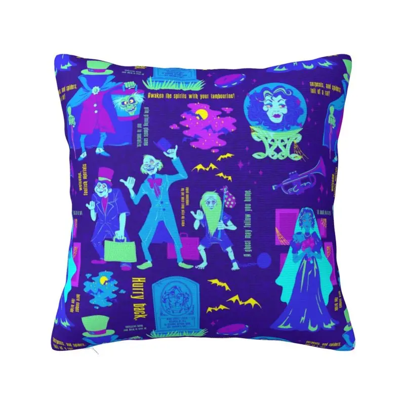 Happy Haunts Pillow Case 45x45cm Decor Home Haunted Mansion Grim Grinning Ghost Luxury Cushion Cover Velvet Pillowcase