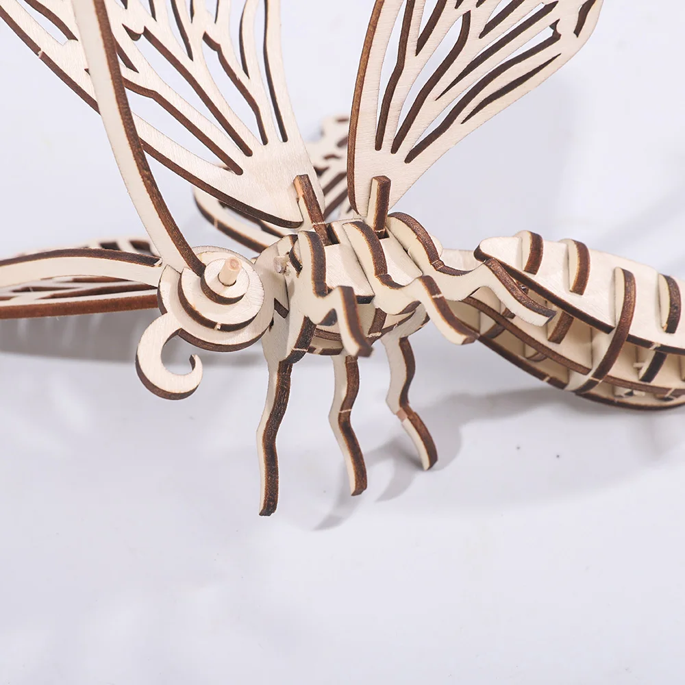 Baby Toy 3D Wooden Puzzle Insect Animal Handmade Educational Assembly Toy Gift for Children Home Decorations