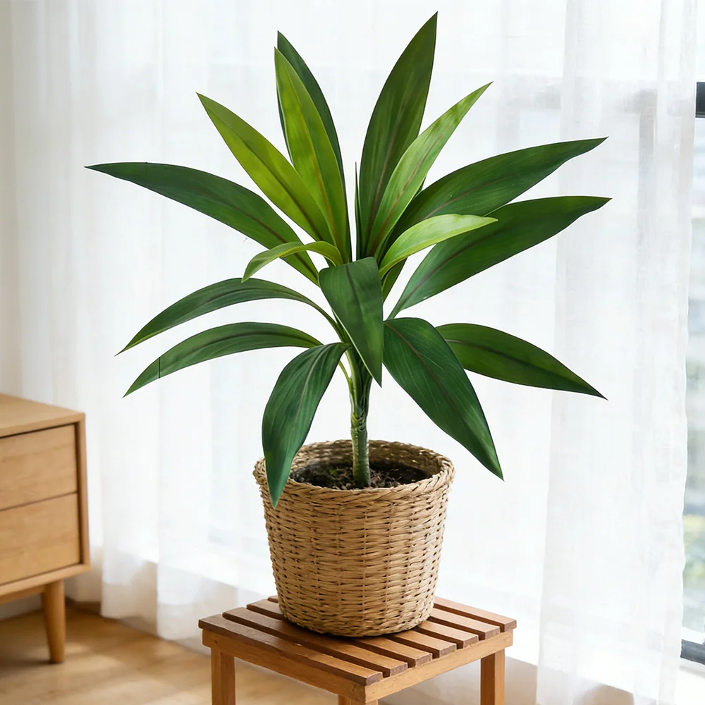 45 cm, 17 Blätter, künstliche Dracaena-Pflanzen, künstliche Palme, tropische Kunstpflanze, Cycas-Baumzweig für Haus- und Gartendekoration – Detail 5