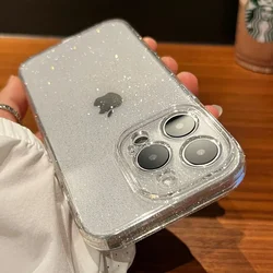 Bling Glitter Clear Case For iPhone 17 16 15 14 13 12 11 Pro Max Plus 17 Air Lens Protection Shockproof Transparent Soft Cover