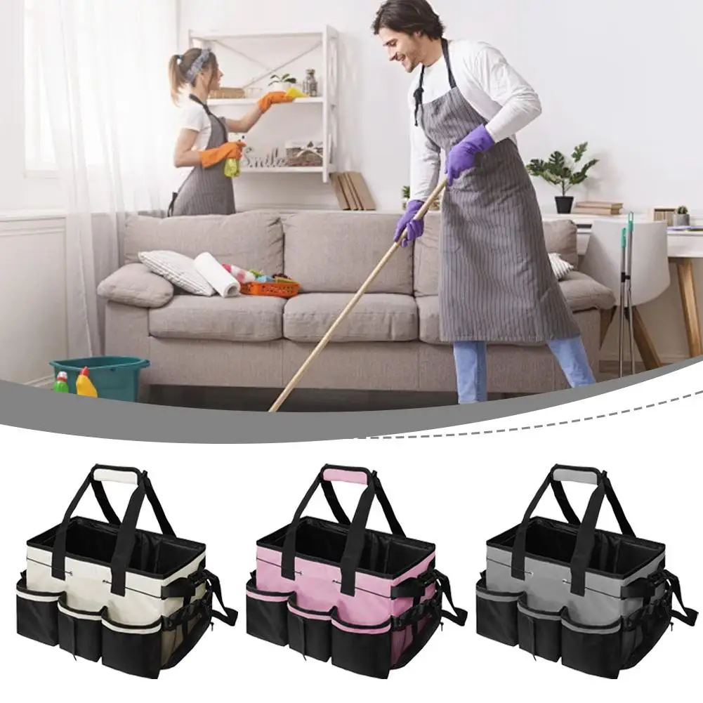 1PC Oxford Cloth Tools Storage Bag Foldable Large Capacity Cleaning Toolkit Crossbody Storage Bag Hand-held Cleaning Supplies