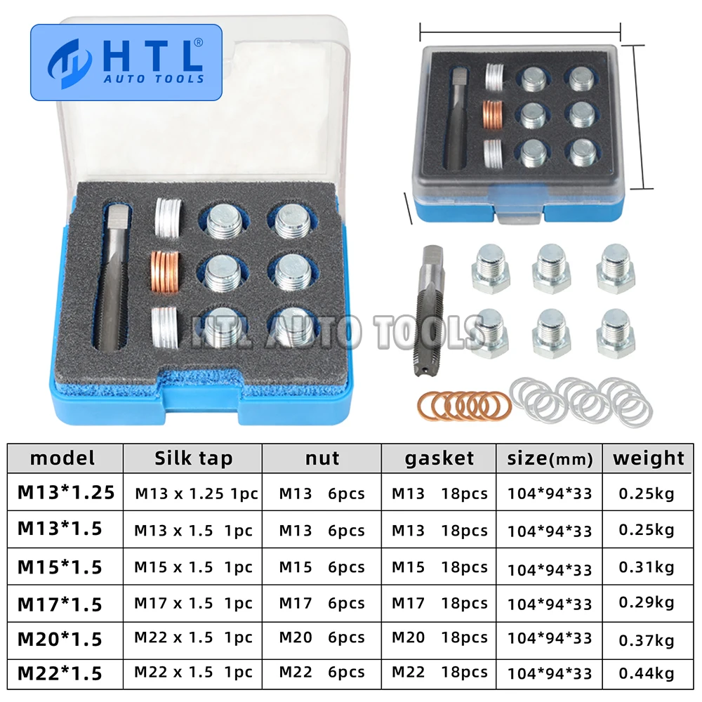 M13 x 1.25 to M22 x 1.5mm (pitch) Tap & Oil Drain Plug Screws Repair Bolt Select M13 M15 M17 M20 M22