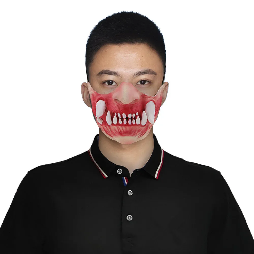 Gruselige Maske mit Würgenzähnen - Unheimliche Requisiten Realistische Kostümmasken für Halloween und Cosplay-Partys – Detail 1