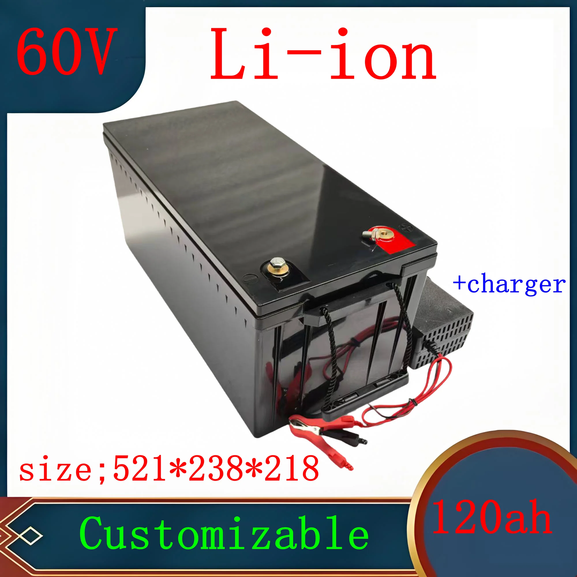 LT-Batterie lithium-ion étanche, 60V, 120Ah, avec BMS, pour scooter AGV 3500W 6000W, bateau, skateboard, vélo, chargeur 10A