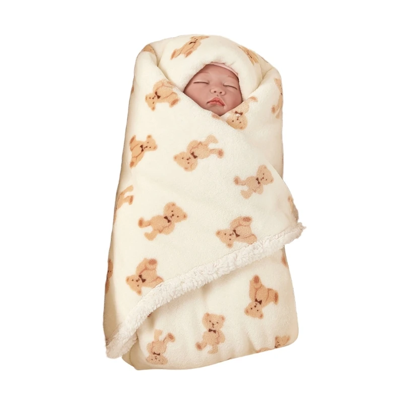 75x100cm Cartoon Newborn Blanket Thickened Flannel Fleece Swaddles Wrap Warm Quilts for Baby in Cooler Months