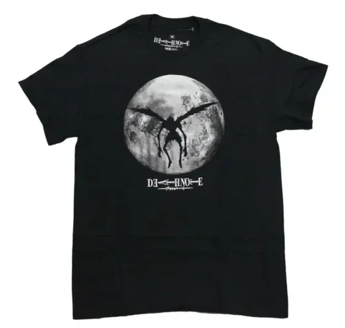 

Death Note New Adult T Shirt Ryuk Winged In Front of Moon long or short sleeves