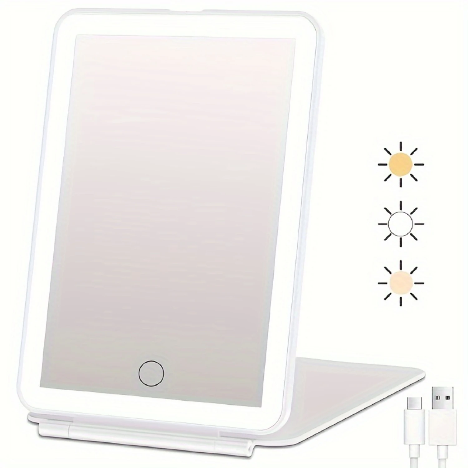 Portable 72-LED Dimmable Glamour Mirror with 3-Color Lighting - Perfect Vanity Mirror for Travel & Space-Saving Design