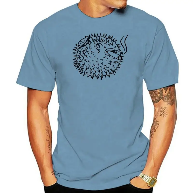 PUFFER FISH SMOKING A Cigarette - Unisex Cotton T-Shirt Tee Shirt