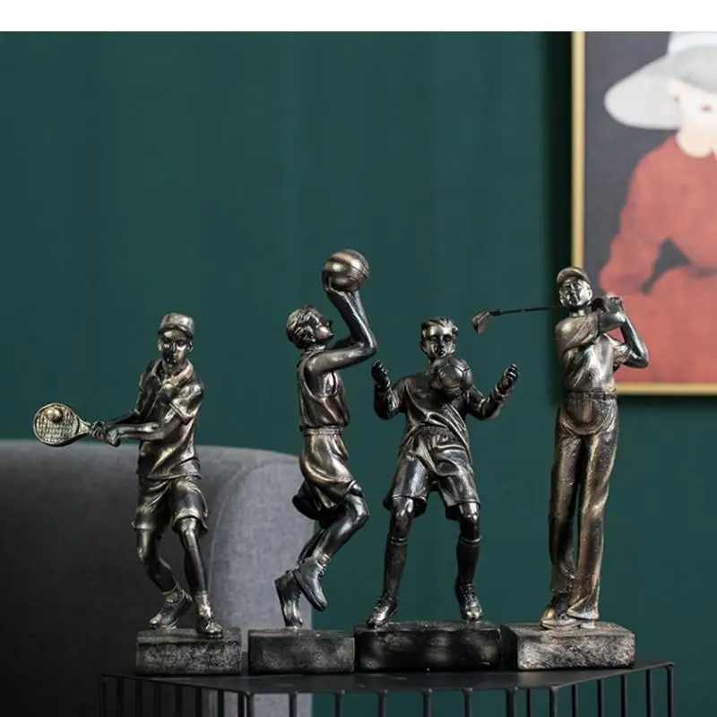 Creativity Sculpture Resin Crafts Ornaments Basketball Golf Boy Sports Figure Modern Home Decoration Accessories