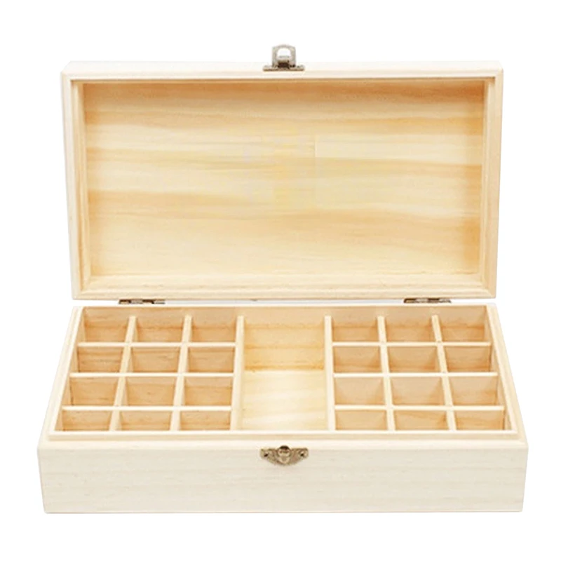 25 Grid Essential Oil Carrying Case Wooden Storage Box Organizer Aromatherapy Container Treasure Jewelry Storage Box