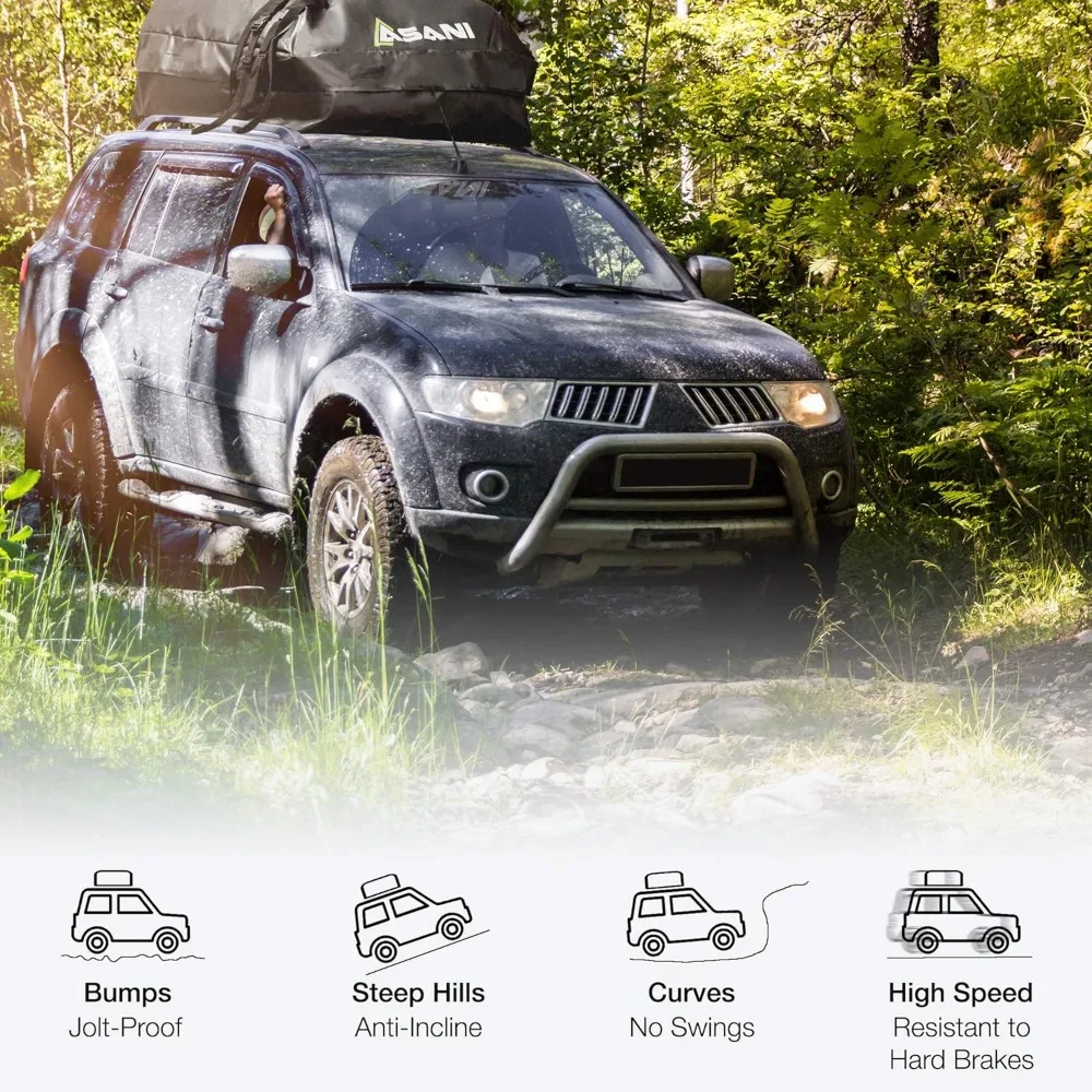 حقيبة حمل البضائع المقاومة للماء على سقف السيارة مع 8 أشرطة شديدة التحمل |   أمتعة مقاومة للعوامل الجوية لسيارات الدفع الرباعي والسيارات والشاحنات (15 قدم مكعب)