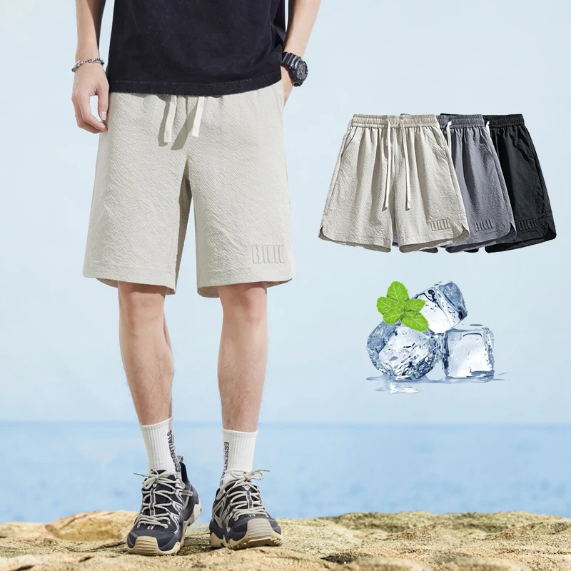 

Summer Casual Shorts Men Breathable Outdoor Baggy Straight Outdoor Sports Board Elastic Waist Work Joggers Shorts Bermuda Man