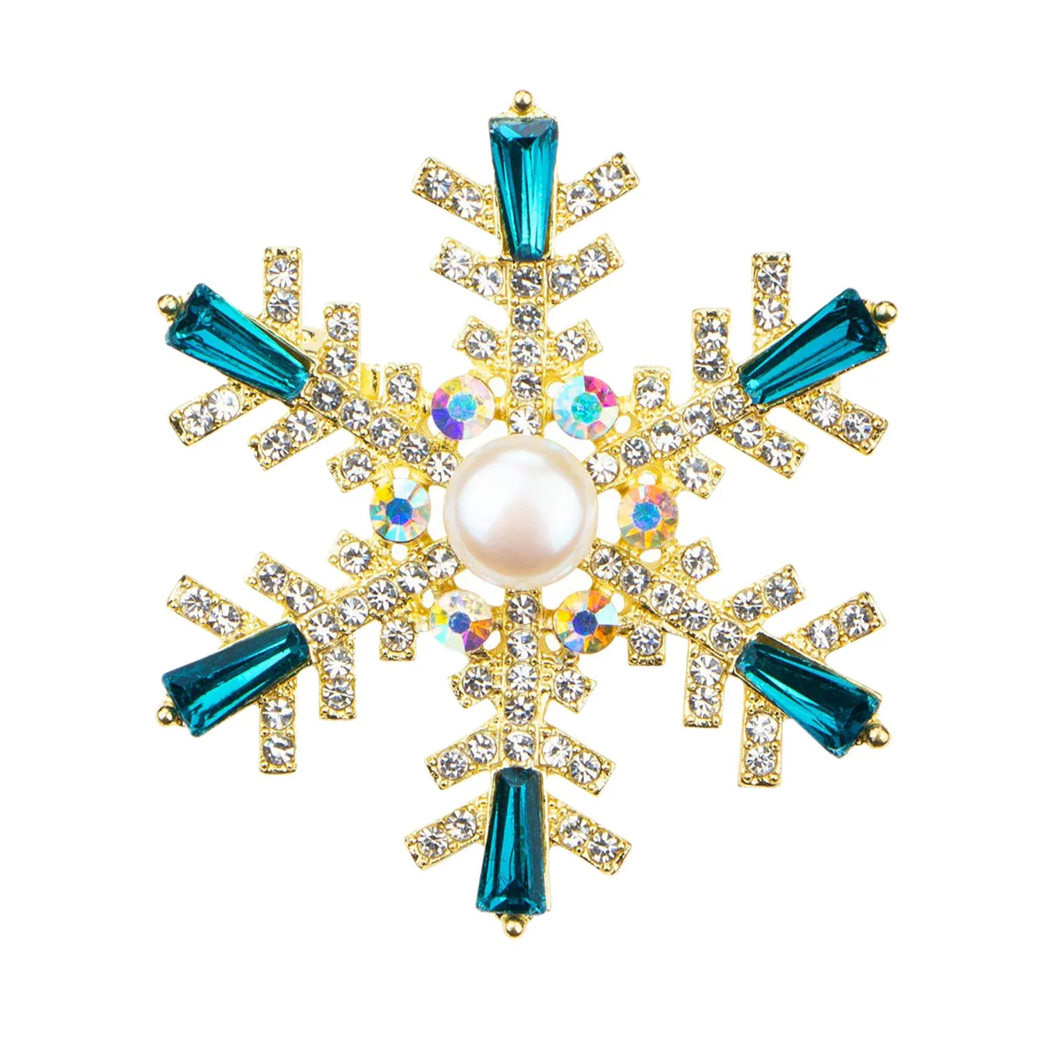 Broche de perlas exquisito a la moda para mujer, copo de nieve, joyería de perlas naturales perfecta para fiesta