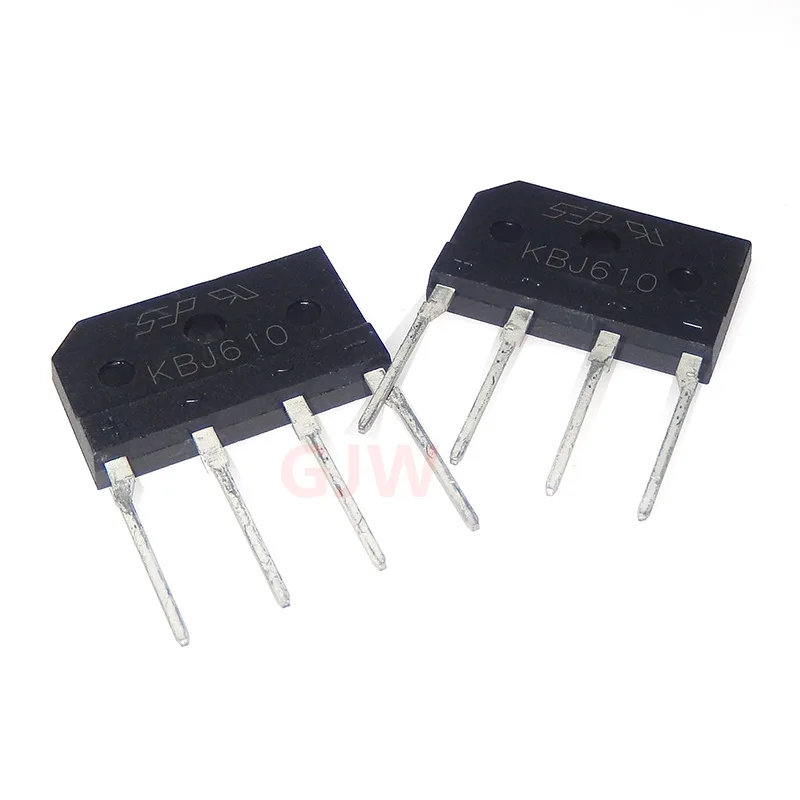 2Pcs KBJ610 Bridge Rectifier 6A/1000V KBJ6M Bridge Stack Cutable Foot KBJ Footprint Flat Bridge