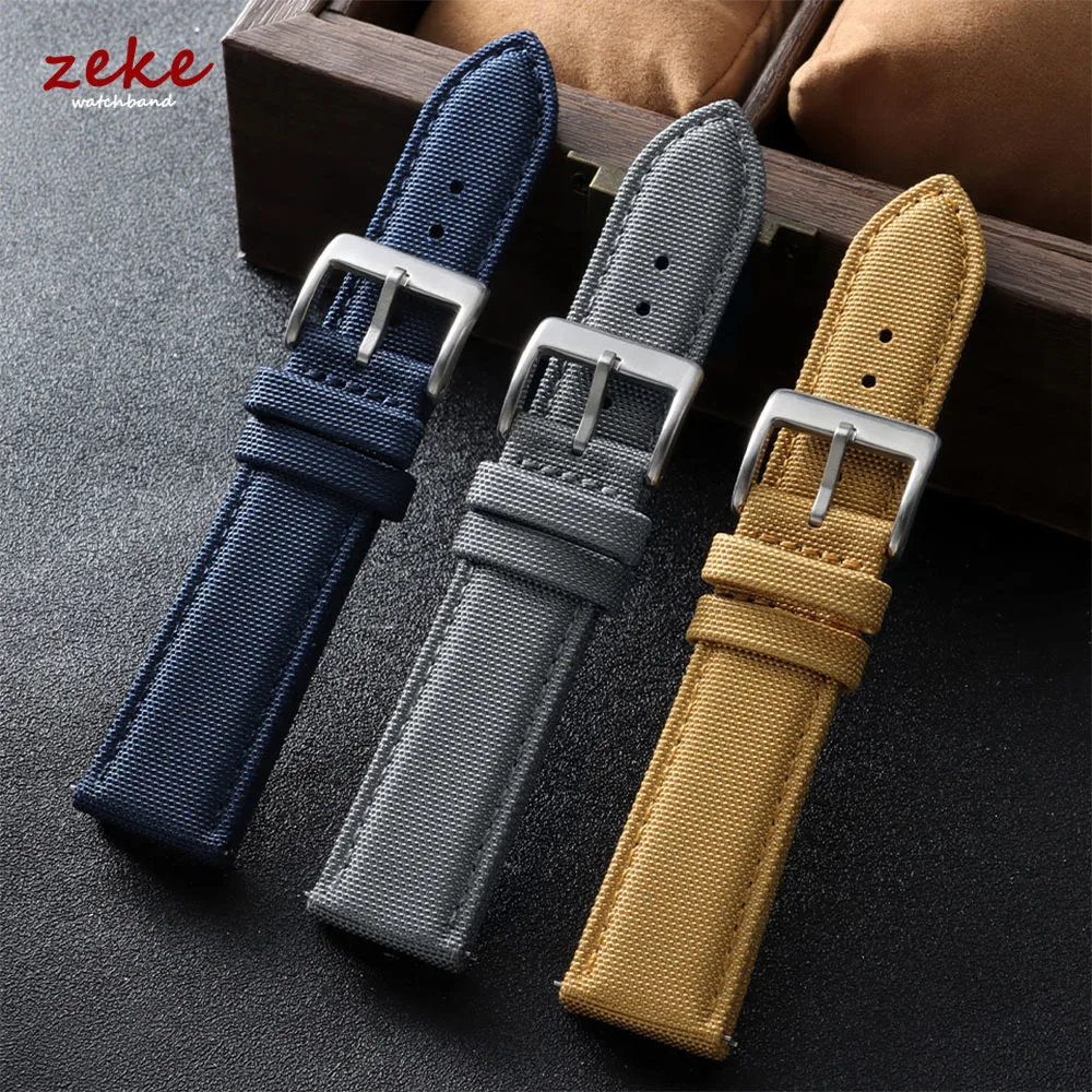 20mm 22mm Waterproof Sailcloth Watch Strap Two-Sided Nylon Watchband Quick Release Band Green Black Wristband Sport Belt for Men