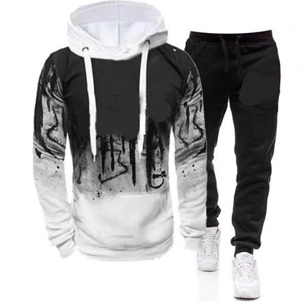 Casual Tracksuit Men Hooded Sweatshirt Outfit Spring Autumn Mens Sets Sportswear 2020 Male Hoodie+Pants 2PCS Jogging Sports Suit