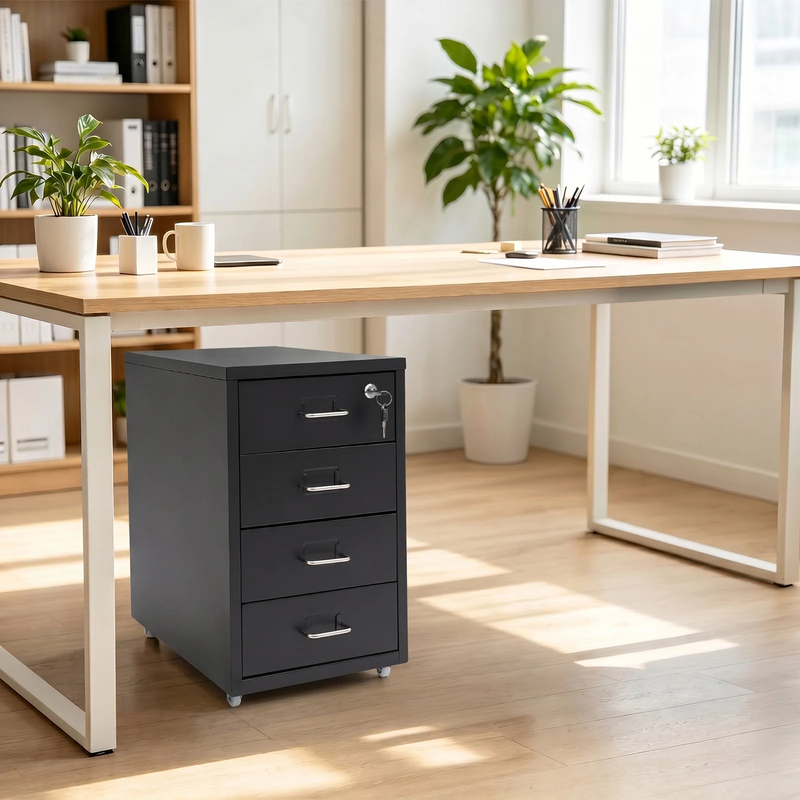 4 Drawer Rolling File Cabinet, 6 Colors Storage Cabinet With Label Card Slot, 4 Wheels Organizer For Office Home