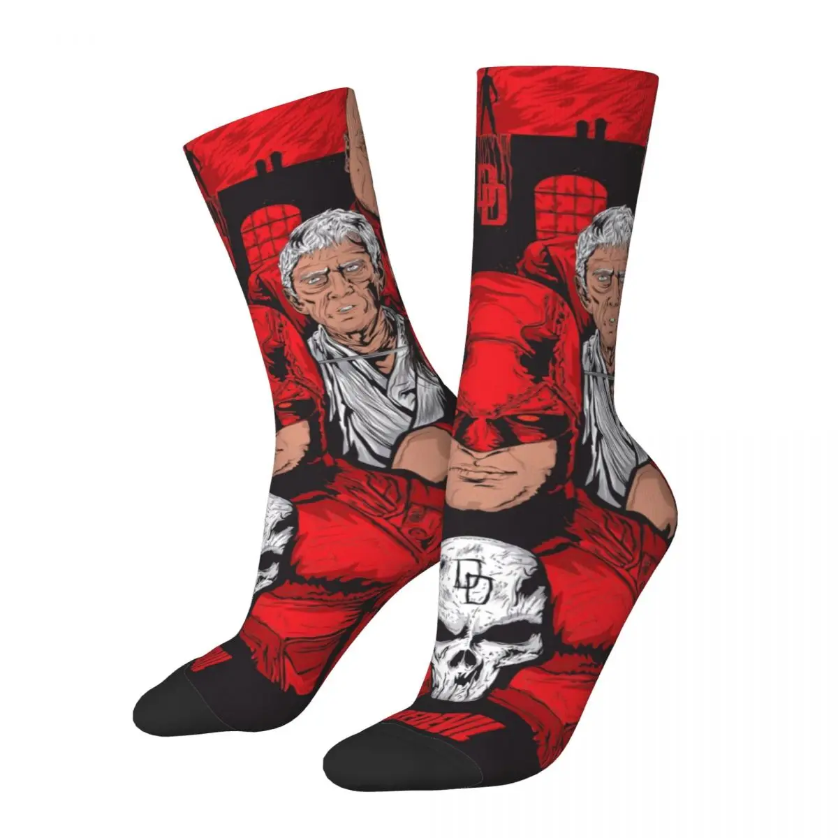 Funny Crazy Sock for Men Cartoon Hip Hop Harajuku Marvel Daredevil Happy Quality Pattern Printed Boys Crew compression Sock