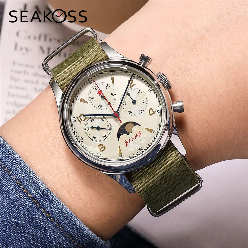 Мужские Водонепроницаемые механические часы с хронографом и сапфировым стеклом, 40 мм