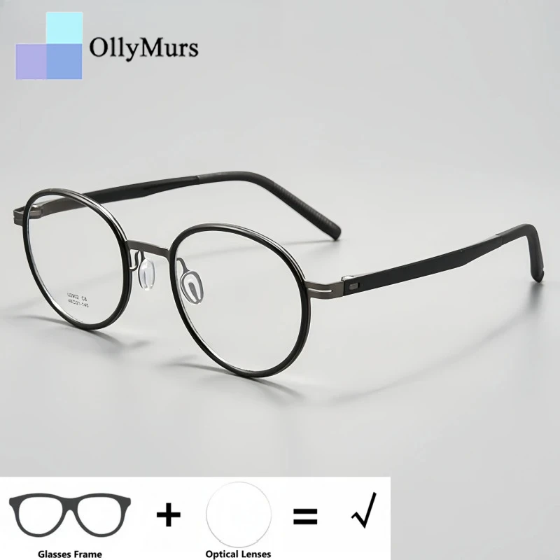 

OLLYMURS Retro Round Men's Optical Prescription Glasses Small Blue Light Blocking Myopia Hyperopia Progressive Eyeglasses Women