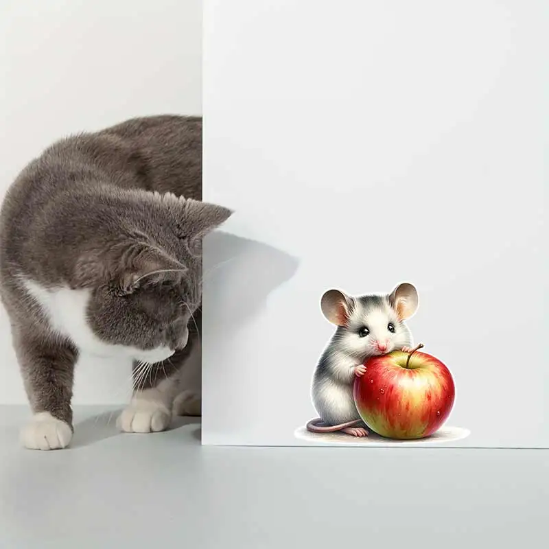 

Cute Mouse Holding Apple Wall Stickers Living Room Sofa Decoration Wallpaper For Home Decor Kids room Art Decals Sticker S535
