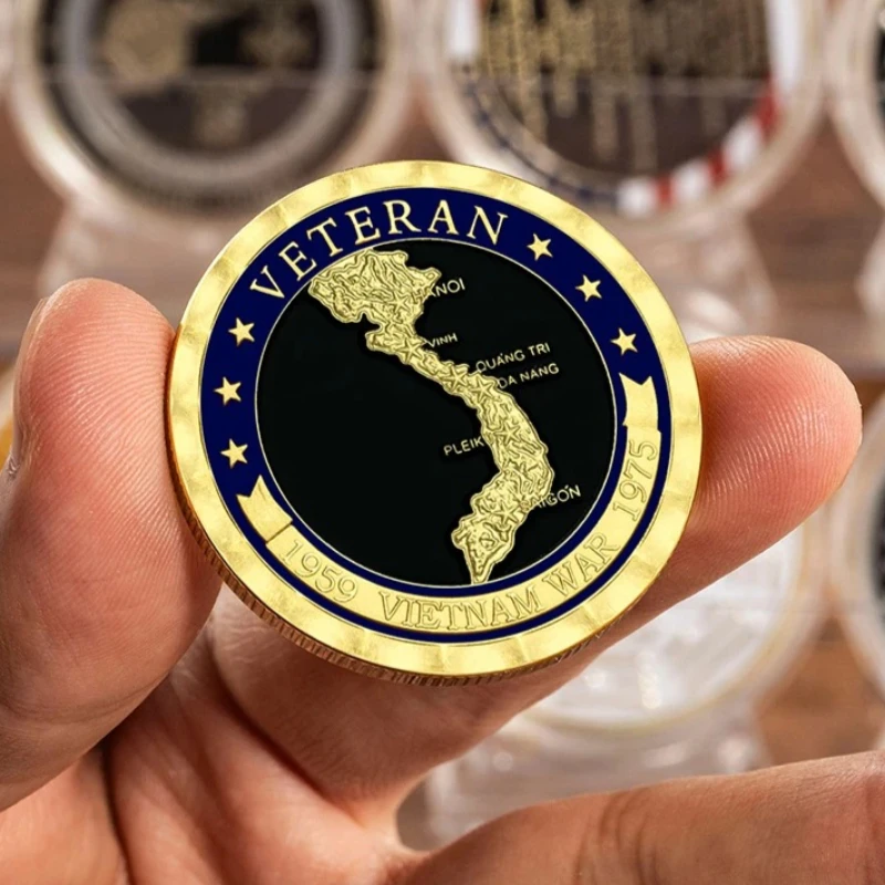 USA Vietnam War Veteran Screaming Eagles Marine Corps Commemorative Coin Golden Plated Challenge Coins Collectible Gift