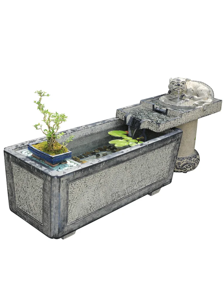 Chinese-style large-scale flowing water ornament living room decoration floor-to-ceiling water feature lucky fountain