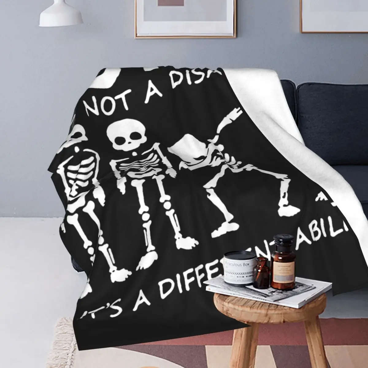 Skeleton Dabbing Autism Blanket Cover Flannel Throw Blankets Bedding Couch Personalised Soft Warm Bedspreads