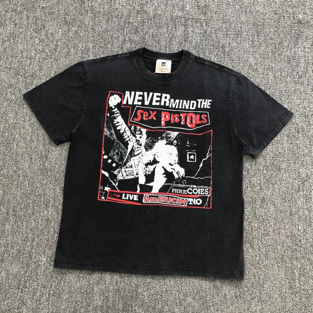 

Yao Fashion Bank Rock Roll Casual Vintage Oversize Baggy Tee Tops Urban Wear Street Style High Street Y2k T Shirt For Men