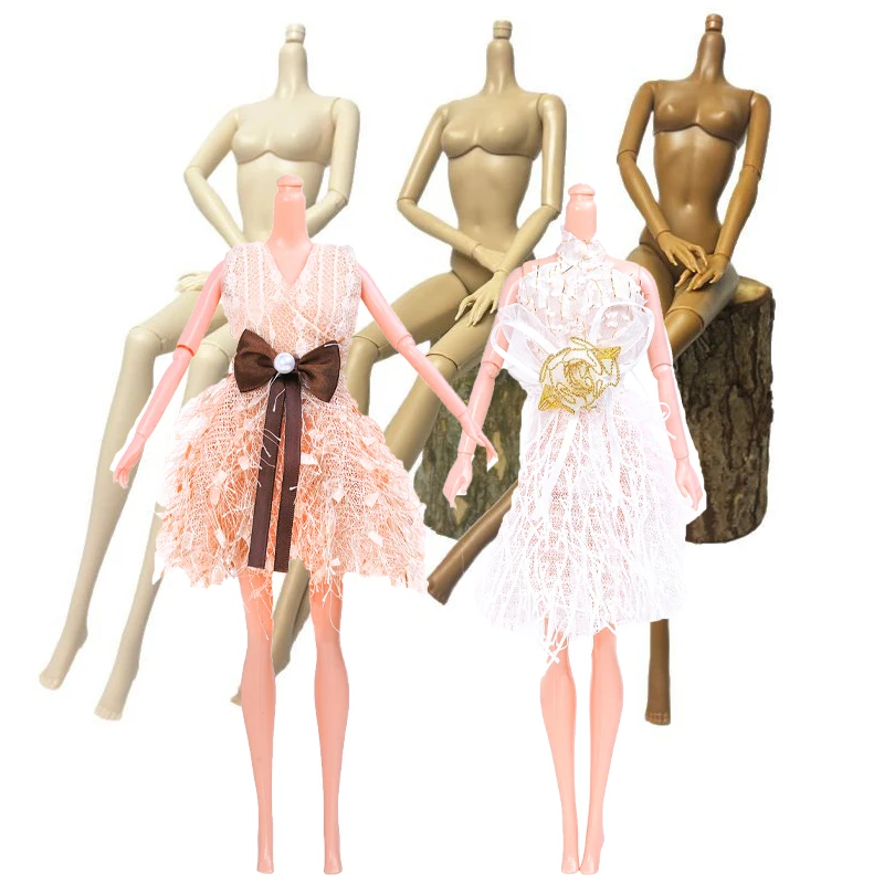 30cm Supermodel Doll Body Toys 1/6 Doll Joints Vegan Toys Accessories And 1/6 Doll Feathers Fringe Dress Children Play House Toy