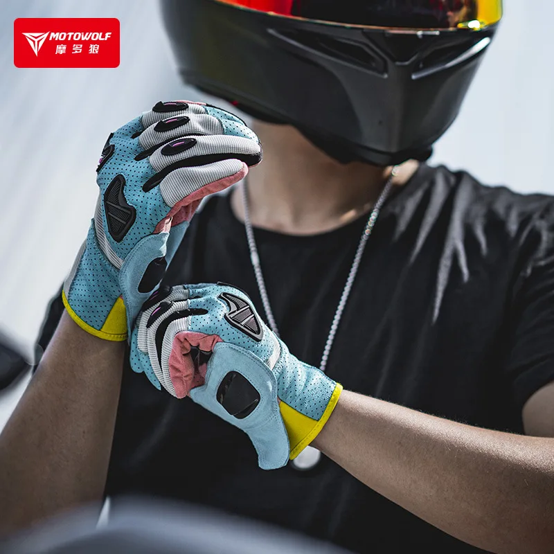 

Motowolf летние мужские мотоциклетные перчатки дышащие женские перчатки с сенсорным экраном против падения перчатки для гонок по бездорожью Guantes De Ciclismo
